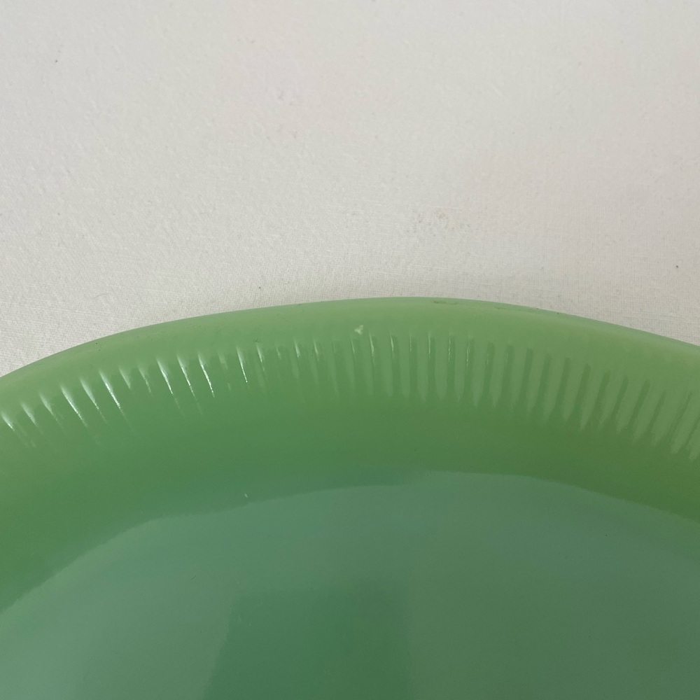 Vintage Fire King Jadeite Oval Platter Ribbed Green Glass Made in USA - Picture 7 of 10
